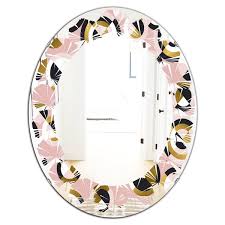 Oval Polished Pink Wall Mirror