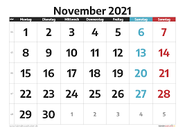 Kostenlose kalendervorlagen 2021 für word und excel hier sind die beliebten und vielseitigen kalendervorlagen für das jahr 2021, die sie sich jederzeit kostenlos herunterladen können. Kalender November 2021 Zum Ausdrucken Kostenlos Kalender 2021 Zum Ausdrucken
