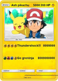 Ash's pikachu gx is lightning type, sports 170 hp (the highest hp of a pikachu card so far, i recall two of the pikachu ex cards had 130 hp) making it on par with other exs and gxs, weak to fighting, resists metal, and a retreat of one. Pokemon Ash Pikachu 5000