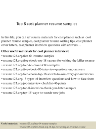 top 8 cost planner resume samples