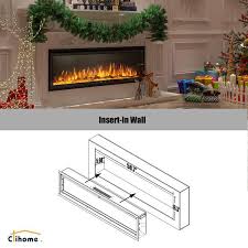 Clihome 60 In Classic Built In Or Wall Mounted Direct Vent Electric Fireplace Insert