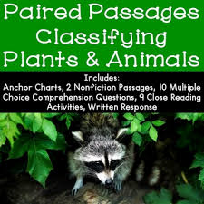 Classifying Plants And Animals Reading Comprehension Paired Passages