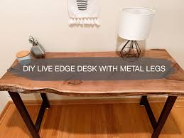 We got the red oak slab from someone selling live edge wood on facebook marketplace. Live Edge Desk 9 Easy Steps To A Diy Desk With Metal Legs Live Edge Desk Live Edge Wood Desk Diy Desk