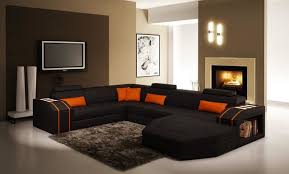 black and orange sectional sofa with