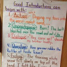 Personal Narrative Leads Introductions Anchor Chart