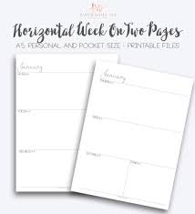A5 Horizontal Weekly Planner Week On Two Pages Printable Planner