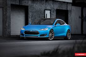 Matte Blue Tesla Model S On 22 Inch Vossen Wheel Autoevolution