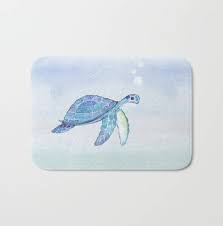 turtle under the sea bath mat ocean