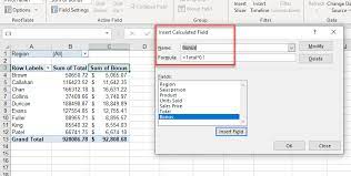 add a calculated field in a pivot table