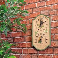 Outdoor Owl Design Clock And Thermometer