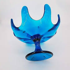 Mid Century Modern Bluenique Blue Glass