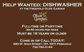 Dishwasher At Freehold Olive Garden