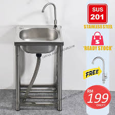 It has a large top surface and a weight capacity of 40 lbs. Ready Stock Stainless Steel Single Kitchen Sink With Stand Rak Sinki Singki Steel Dapur Set Dish Washer Rack 43cm X 37cm Shopee Singapore