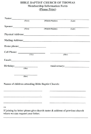 Membership Application Form Template Word Church Member