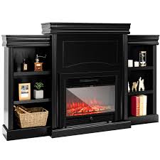 70 Modern Fireplace Media Entertainment Center With Bookcase Black