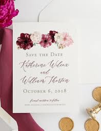 Blush And Wine Floral Save The Date