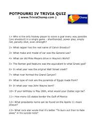 Challenge them to a trivia party! Potpourri Iv Trivia Quiz Trivia Champ