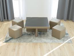 coffee table with 4 stools