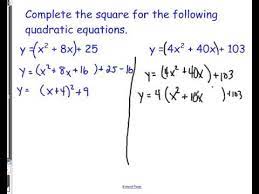 Completing The Square And Vertex Form
