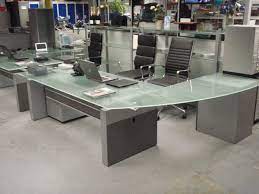 Executive Glass Desk With Return And