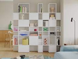 Large White Wall Storage With Doors And