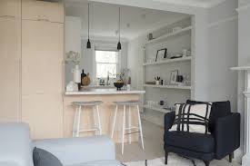 minimalist kitchen and living room