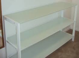 3 White Frosted Glass Shelves Metal