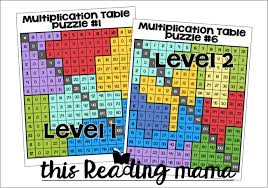 multiplication table puzzles level 1