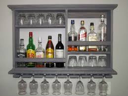Weathered Gray Wine Rack Liquor Cabinet