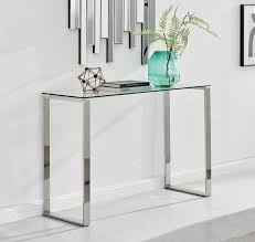 modern glass chrome console table