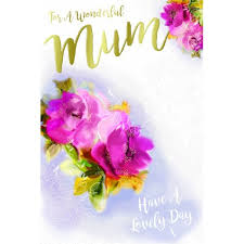 For A Wonderful Mum With Love Purple Gold Flowers Design Happy