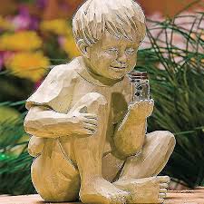 Resin Jar Boy Girl Statue Whimsical