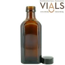 75ml Flat Amber Glass Alpha Bottle Vial