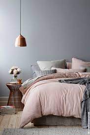 grey pink interiors bedroom