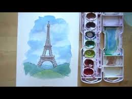how to draw and paint the eiffel tower