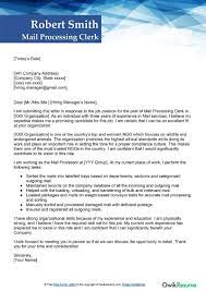 mail processing clerk cover letter