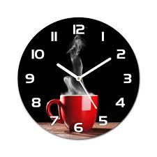 Aromatic Coffee Glass Clock Red Glass