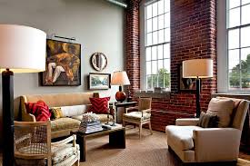 breathtaking living room red brick wall