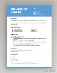 One page resumes work very well with recruiters who're forced to read through many resumes in a day. Cv Resume Templates Examples Doc Word Download