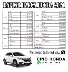 Dapatkan mobil bekas dengan kondisi terbaik di indonesia. Harga Mobil Honda Terbaru 2021 Bekasi Jakarta Indonesia Honda Mobil