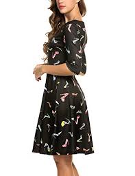 Meaneor Womans 34 Sleeve Casual Swing And Cocktail Dress Wbelt