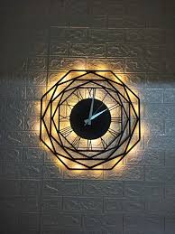 Octagon Metal Large Wall Clock With