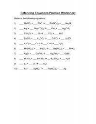 Balancing Equations Practice Worksheet