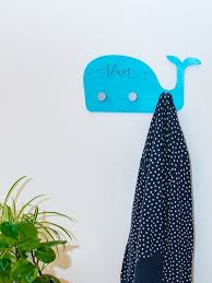 Whale Personalized Kids Coat Rack Wall