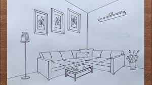 to draw a room in 2 point perspective