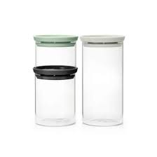 Brabantia Set Of 3 Stackable Glass Jars