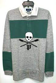 crossbones rugby l s polo shirt sz m ebay