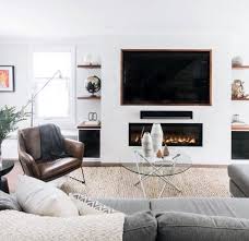 living room design with fireplace and tv