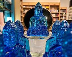 Guanyin Buddha Cobalt Blue Glass