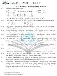 Worksheet Class 8 Ch 2 Linear Equations